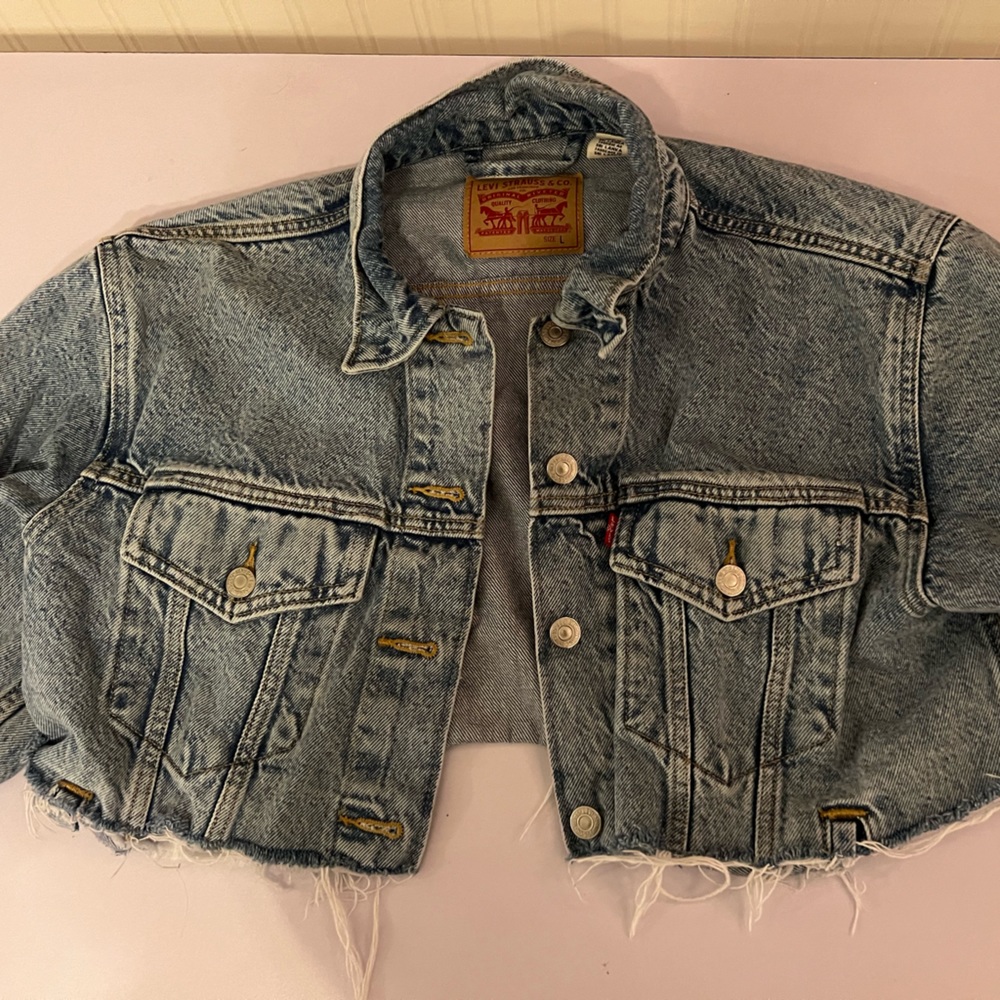 levi jean cropped jacket